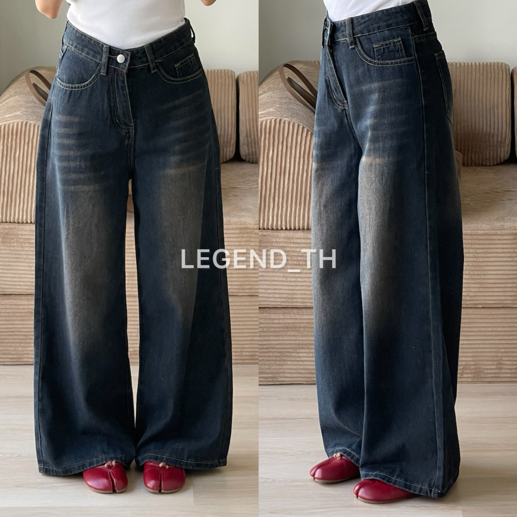 Legend | Simply fade jeans กางเกงยีนส์เอวสูงทรงกระบอกใหญ่