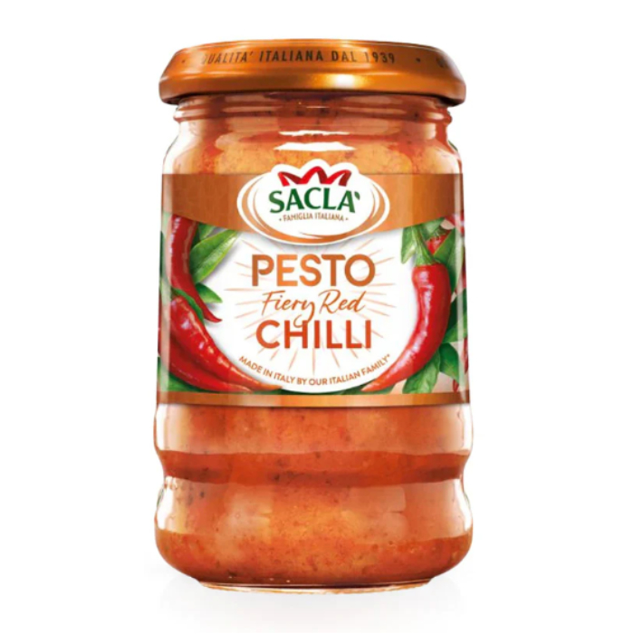 ซอสเพสโต้พริกแดงอิตาเลียน Fiery Chilli Pesto 190g Sacla brand
