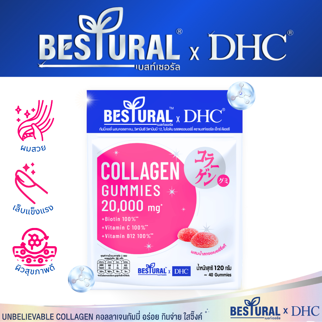 4ซอง DHC gummy jelly collagen บำรุงผิวสวยกระจ่างใส ผมยาวสลวยด้วยไอโอติน รสชาติทานง่าย