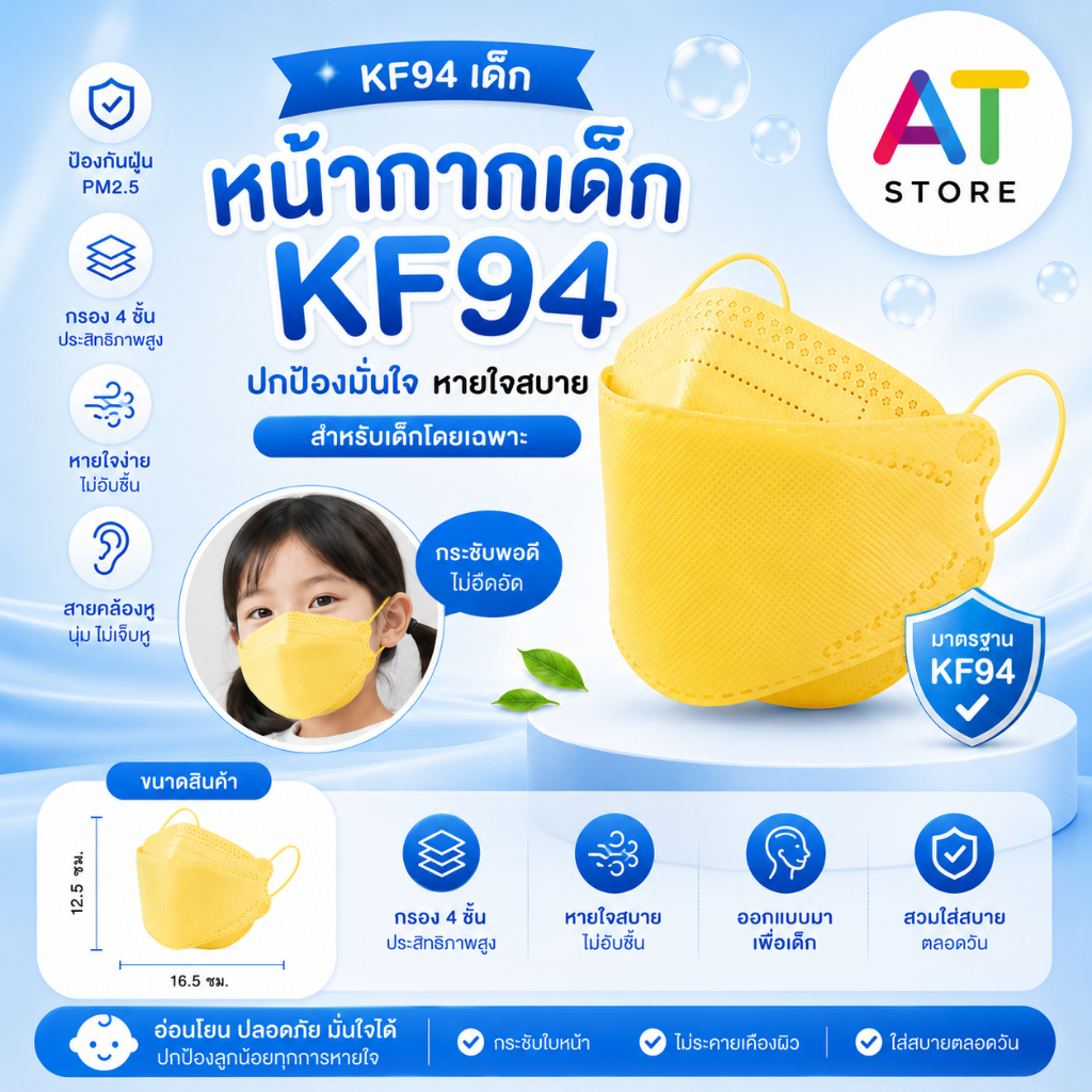 AT.Store หน้ากากอนามัย 3D Mask [แพ็ค 10 ชิ้น] CAREION ทรงเกาหลี กันฝุ่น PM 2.5 หายใจสะดวก สายนิ่มไม่เจ็บหู (หนาพิเศษ)