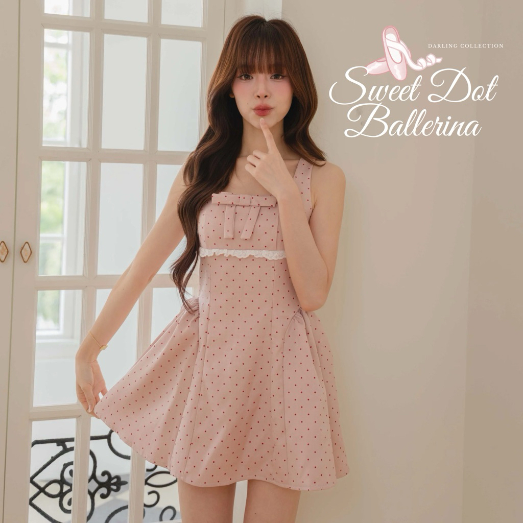on.december25 มินิเดรส Sweet Dot Ballerina ชมพูอ่อน