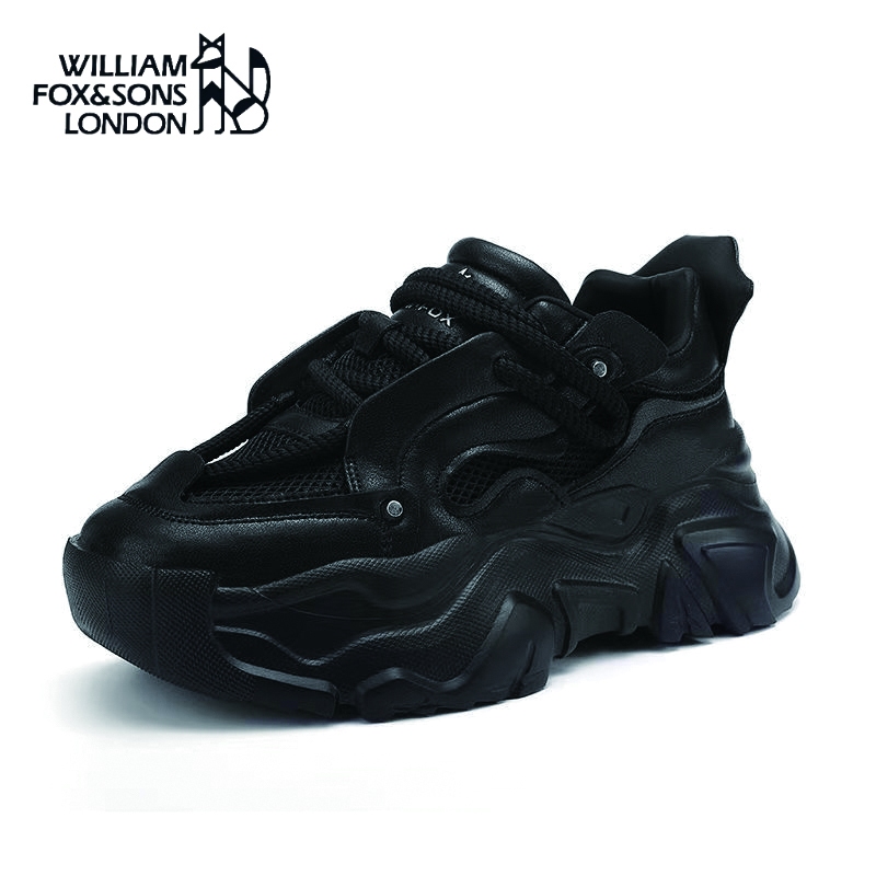 WILLIAM FOX&SONS LONDON รองเท้าลำลอง ที่มีพื้นผิว ที่หนาพิเศษเพิ่มการเคลื่อนไหวบนถนนสูงสายกว้างรองเท้าระบายอากาศ และผู้ช