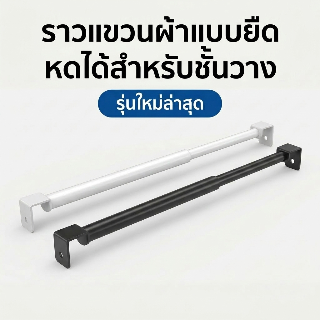ยืดหดได้ ราวแขวนผ้า ชั้นวางของ  แบบไม่ต้องเจาะ แข็งแรง ราวแขวนผ้า ประหยัดพื้นที่ สำหรับตู้เสื้อผ้าหอพัก โกดังร้านเสื้อผ้