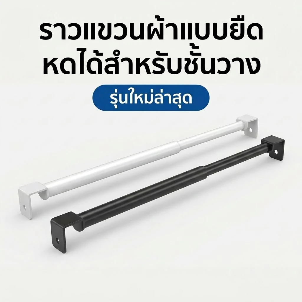 ชั้นเหล็กวางของ ราวแขวนผ้า แบบไม่ต้องเจาะ แข็งแรง ราวแขวนผ้า ยืดหดได้ ประหยัดพื้นที่ สำหรับตู้เสื้อผ้าหอพัก โกดังร้านเสื