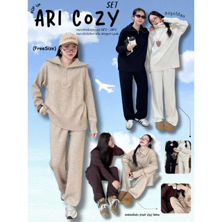 POP UP (Ari Cozy) ชุดเซ็ตไหมพรมนิตติ้ง Airport Look (Free Size S–XL)