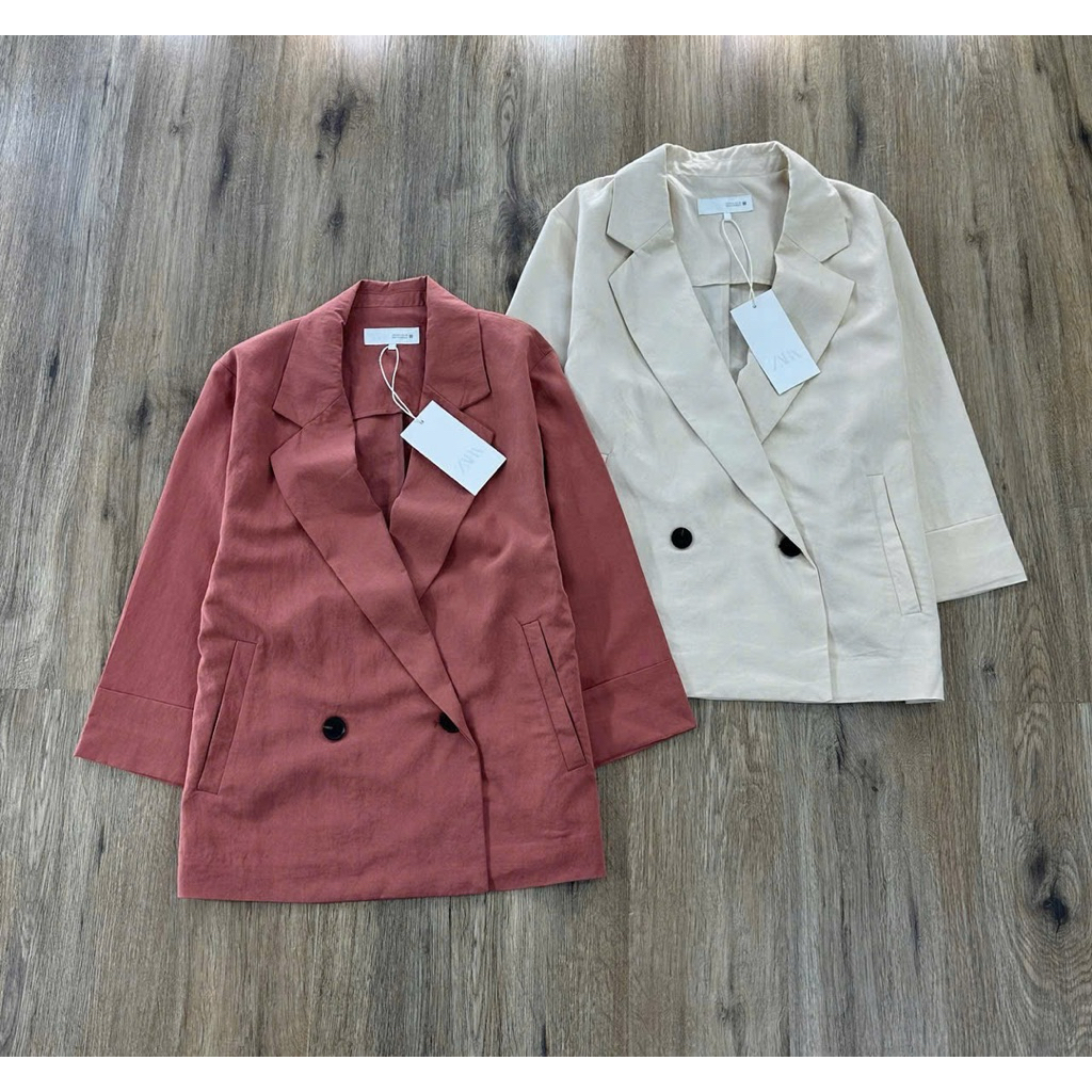 ZARA Cropped Blouse เสื้อเชิร์ตทรง Over Size ใส่หลวม ๆงานแท้