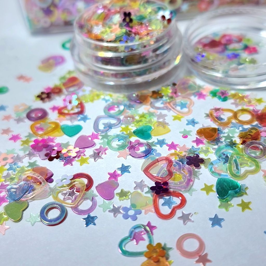 ☘️Sweet Dibs❤️กลิ๊ตเตอร์ธีมหมากเก็บ!✨️🍓ใช้สำหรับติดเล็บ/ งานDIY ☁️ งานวิ้ง✨️สวยใช้งานง่าย✨️ บรรจุกระปุก 3Gพร้อมใช้งาน💖