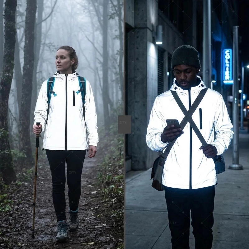 เสื้อฮู้ดสะท้อนแสง 3M แจ็คเก็ตแขนยาวกันลมสำหรับผู้ชาย thumbnail 5