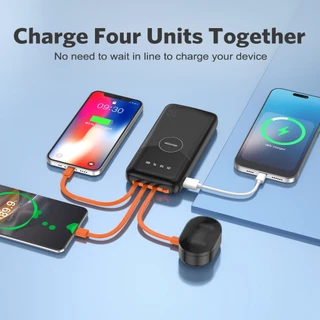 MEEGOO พาวเวอร์แบงค์ 10000mAh มีสายในตัว 3 เสียง + ช่อง USB ใช้ชาร์จพร้อมกัน 4 เครื่อง หน้าจอแสดงพลังงาน พกพาได้บิน