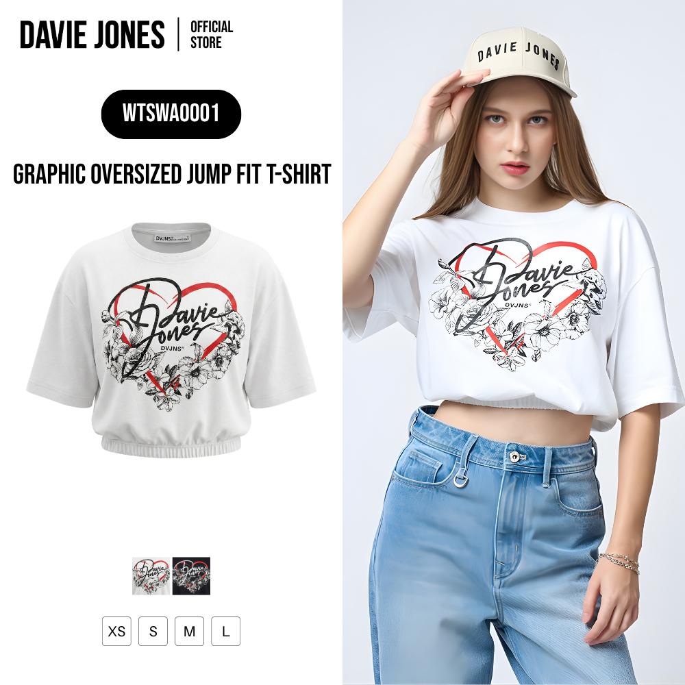 DAVIE JONES WOMEN [BE FEARLESS] เสื้อยืดผู้หญิง Graphic Oversized Jump Fit T-Shirt สีขาว ดำ WA0001