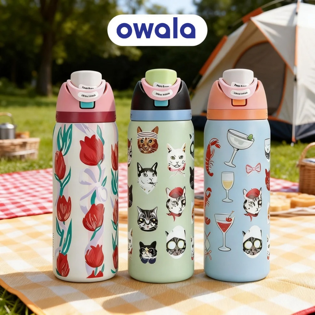 Owala FreeSip Sports Water Bottles 24oz/32oz มีฟาง เหมาะสำหรับเล่นกีฬา เดินทาง และไปโรงเรียน บ้าน รถยนต์ กลางแจ้ง ราคา ถูกที่สุด ดีลบีเคเค