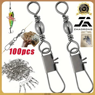 ZHAORONG 100 ชิ้น/ถุงตกปลาหมุนแบริ่งเชื่อมต่อ Pin 10LB-110LB High Strength Ball Bearing Swivels Jig แหวนสแตนเลสน้ําเค็ม
