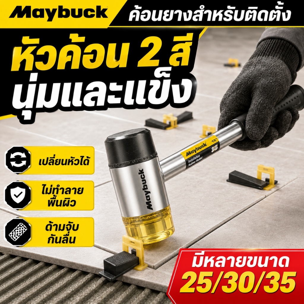 ค้อนยางอเนกประสงค์ แบรนด์ญี่ปุ่นMaybuck ไม่เสียหายชิ้นงาน สำหรับครัวเรือน ติดตั้งเฟอร์นิเจอร์ ใช้งานง่าย