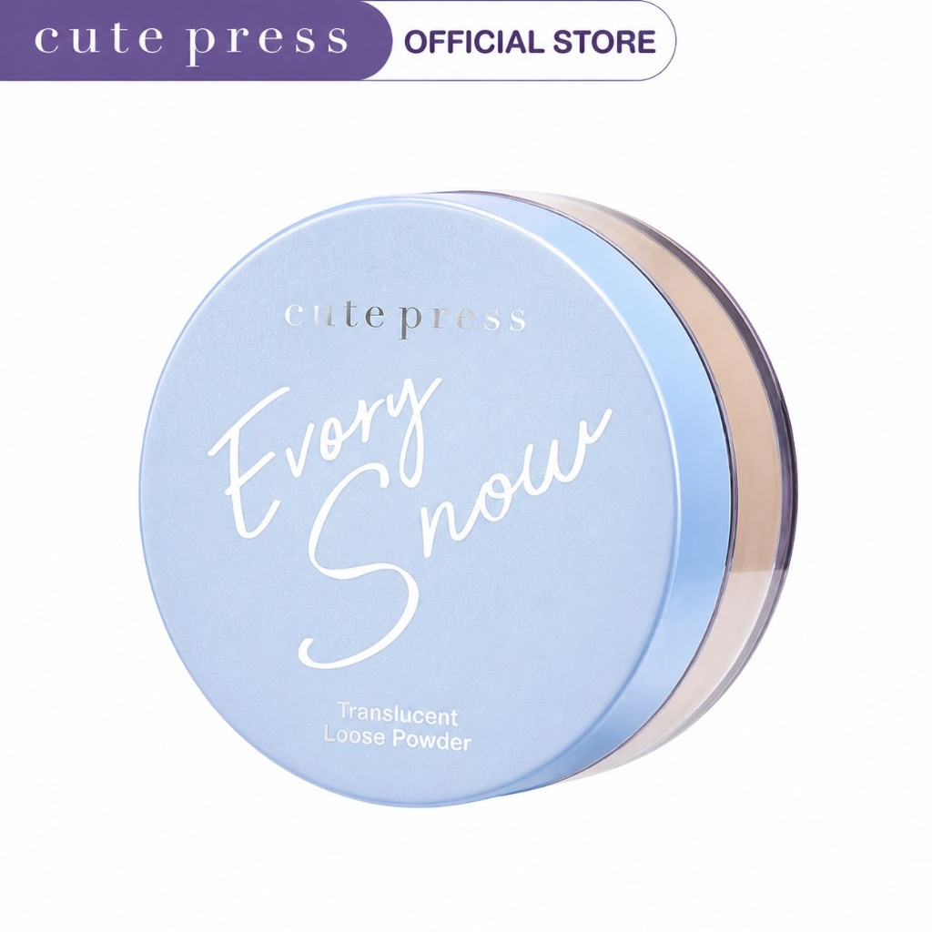CUTE PRESS EVORY SNOW TRANSLUCENT LOOSE POWDER 15 g แป้งฝุ่นเนื้อโกลว์