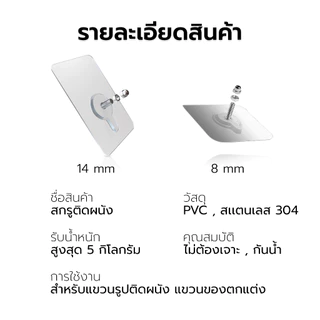 Naju ตะขอแขวน ตะขอติดผนัง ตะขอ แบบติดผนัง ไม่ต้องเจาะผนัง Hook รับได้ ได้เยอะ