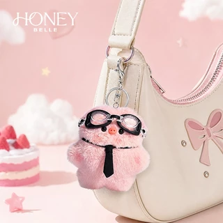 HONEY BELLE✨พวงกุญแจตุ๊กตาหมูสีชมพู จี้ประณีต ดีไซน์น่ารัก เหมาะสำหรับผู้หญิงและเด็ก