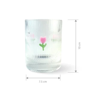 White Story - แก้ว crystal ลายดอกไม้ ( สีชมพู )