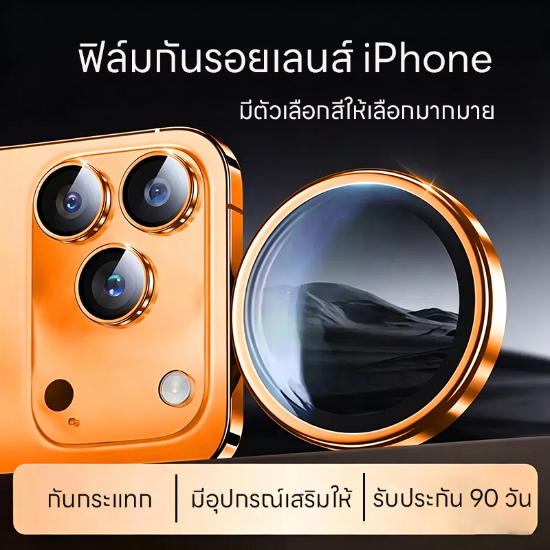 ฟิล์มเลนส์กล้อง 3D 9H กันแตก สำหรับ iPhone 17/16/15/14/13 Pro Max พร้อมชุดติดฟิล์ม