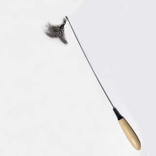 CFA ด้ามไม้พรีเมี่ยม Cat Teaser Wand พร้อม Feather Bell ที่ถอดออกได้หัวทนทานของเล่นสัตว์เลี้ยงสําหรับแมว