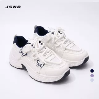 JSNB รองเท้าผ้าใบผู้หญิง เสริมส้นทรง Chunky ลายผีเสื้อ สไตล์เกาหลี Y2K ระบายอากาศดี - LN9061