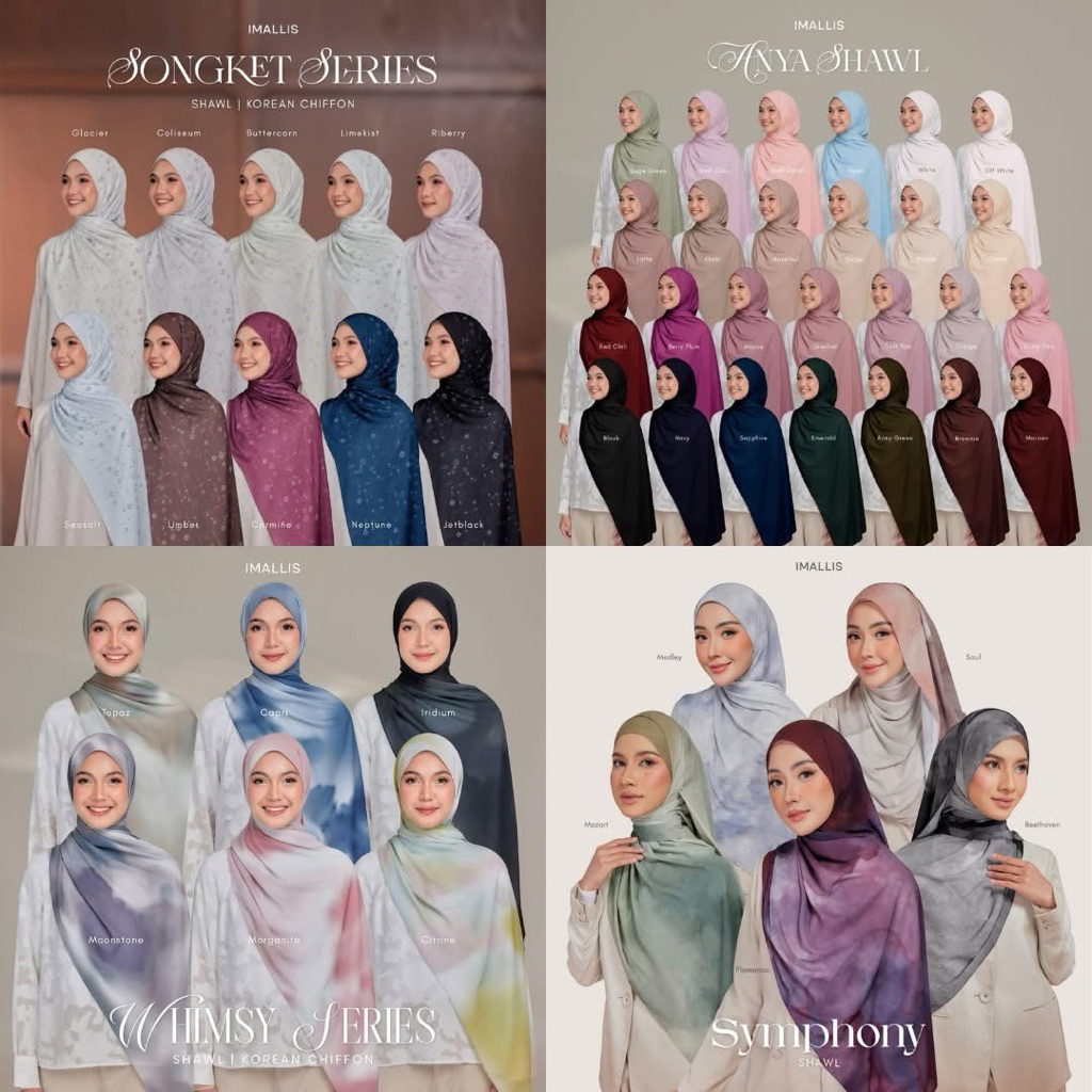 IMALLIS (ผ้า Chiffon ; พันยาว) ขนาด 1.9x0.7 m (ลายและพื้น)