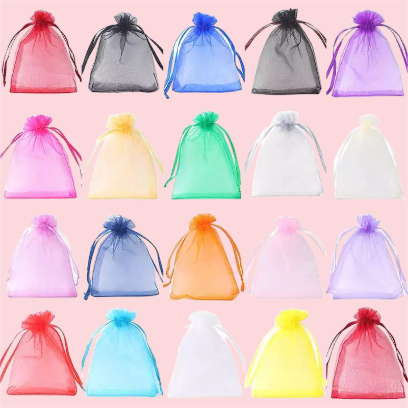 ถุงออร์แกนซ่าหลายสี 10ชิ้น หูรูด ใช้ใส่เครื่องประดับ ของขวัญ อุปกรณ์จัดเก็บแพ็กเกจจิ้ง งานคราฟต์DIY
