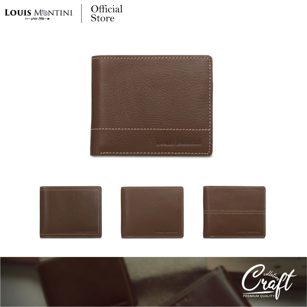 [ส่งด่วนฟรี] Louis Montini (Vintage Style) กระเป๋าสตางค์ผู้ชาย สไตล์วินเทจ กระเป๋าหนังวัวแท้ Men’s wallet TTM090