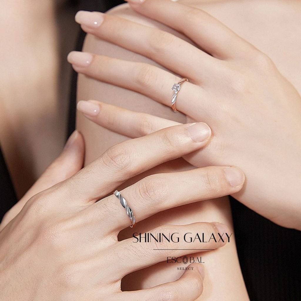 ESCOBAL แหวนเงิน Shining Galaxy แหวนคู่รัก สไตล์เรียบหรูใหม่