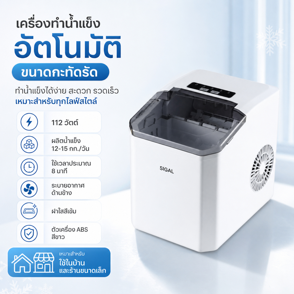 [COD]เครื่องทำน้ำแข็งก้อน อัตโนมัติ Ice Maker ทำน้ำแข็งอย่างรวดเร็วใน 6~9 นาที เครื่องทำน้ำแข็ง 2L ใช้ในครัวเรือน
