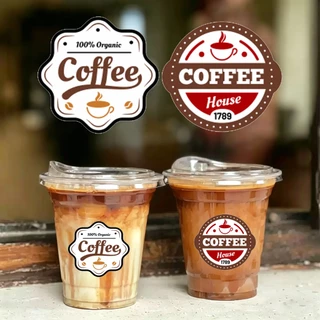 [ส่งฟรี] สติ๊กเกอร์ติดแก้วกาแฟ 🥤 สติกเกอร์ Coffee 15แบบ! ตกแต่งบรรจุภัณฑ์ ติดเครื่องดื่ม Sticker Coffee กันน้ำ100% PP V2
