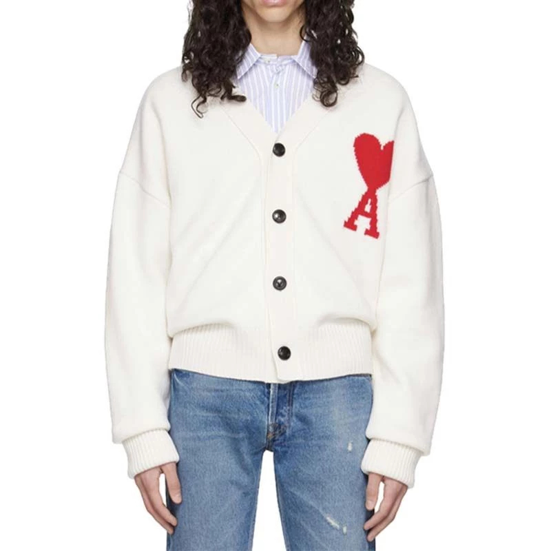 AMI Paris  เสื้อถักAmi เสื้อคาร์ดิแกนถักลายหัวใจแบบยูนิเซ็กซ์ LOVE ของแท้ 100% ราคา ถูกที่สุด ดีลบีเคเค แกลเลอรีภาพที่ 7