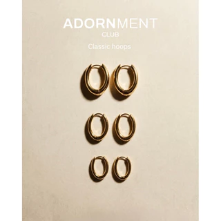 (Preorder L )Adornment Club - Classic hoops earrings gold ต่างหู ทอง S,M,L l nickel free waterproof แพ้ง่ายใส่ได้ กันน้ำ