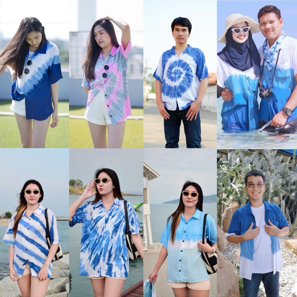 เสื้อฮาวายมัดย้อม ชุดไปทะเล เสื้อมัดย้อม ชุดมัดย้อม