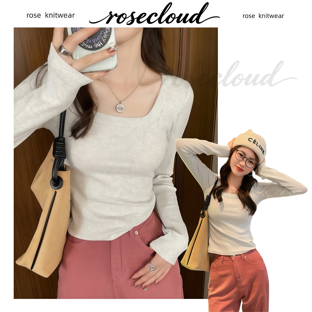 🌟rosecloud🌟เสื้อสเวตเตอร์ถักผู้หญิงสไตล์เกาหลีใหม่ คอกลม ผูกโบว์ เนื้อผ้านุ่ม สบายผิว บางเบา และระบายอากาศได้ดี