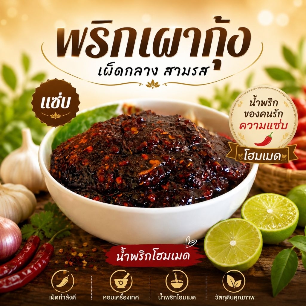 น้ำพริกเผากุ้ง สามรส