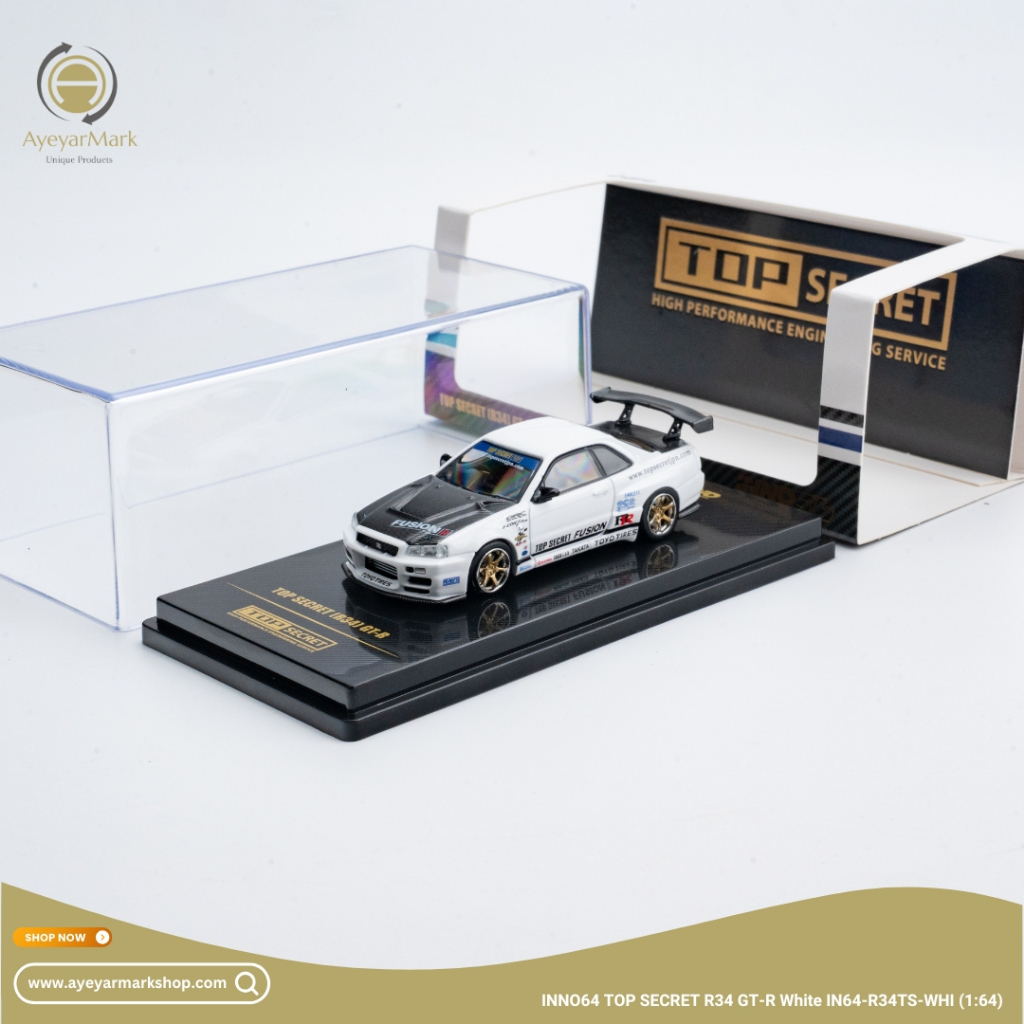 INNO64 TOP SECRET R34 GT-R White IN64-R34TS-WHI (1:64)
