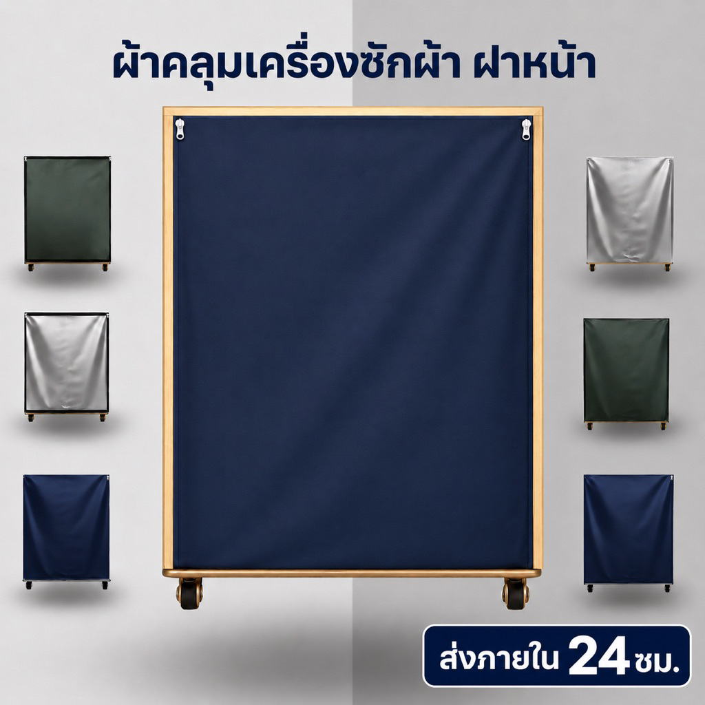ผ้าคลุมเครื่องซักผ้า ฝาหน้า 7-21 KG ทุกรุ่น ทุกยี่ห้อ ถนอมเครื่องซักผ้าให้อายุยาวนานขึ้น (รุ่น เปิดหลังระบายความร้อน)