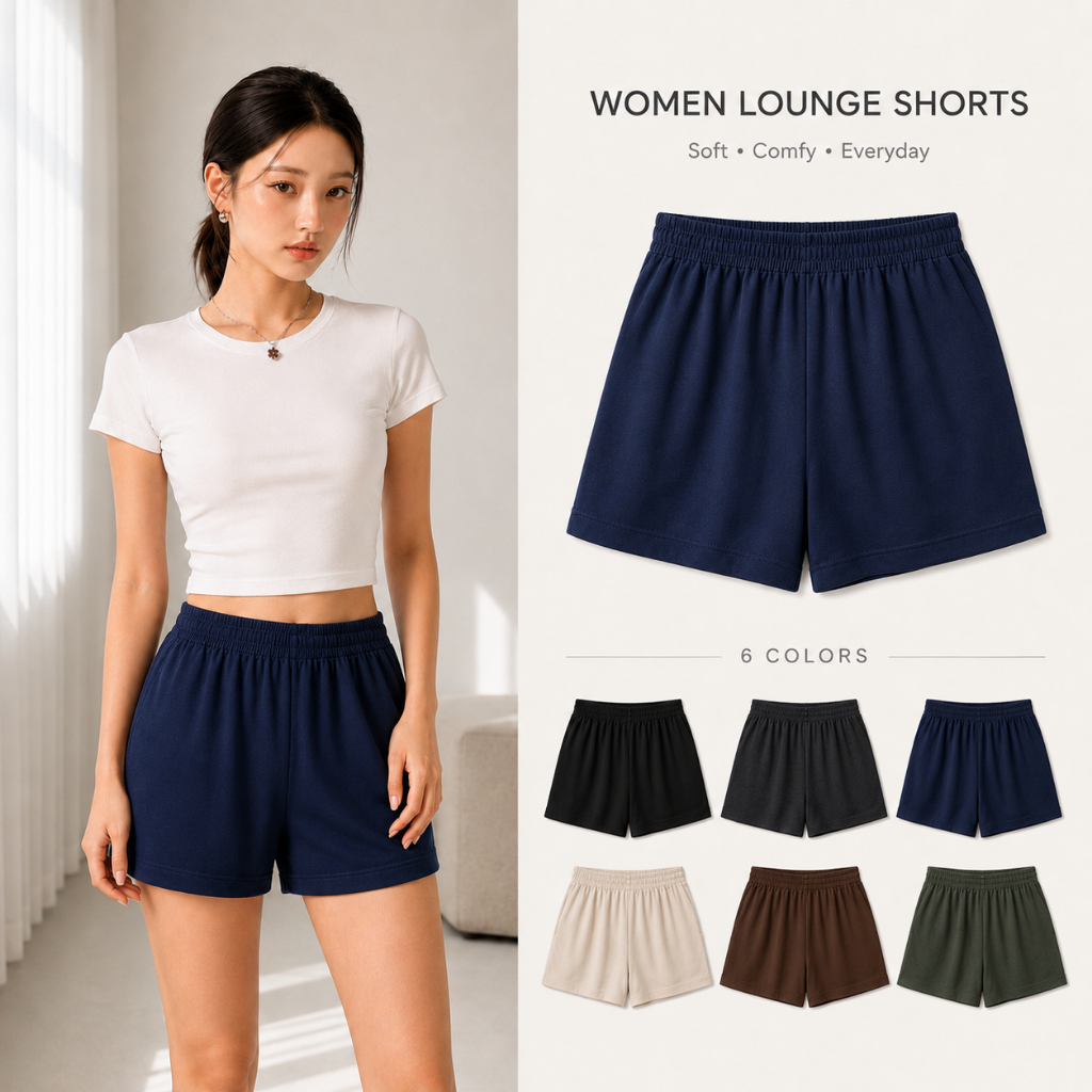 กางเกงขาสั้น Free Size เอวยางยืด ใส่สบาย ทรงสวย มินิมอล พรางหุ่น