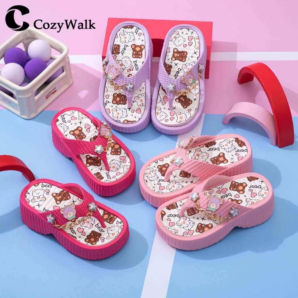 [พร้อมส่งในไทย] CozyWalk รองเท้าแตะเด็ก ลายหมีน่ารัก 🐻 พื้นนุ่ม เบา ใส่สบาย กันลื่น รองเท้าเด็กแฟชั่น ใส่ได้ทุกวัน