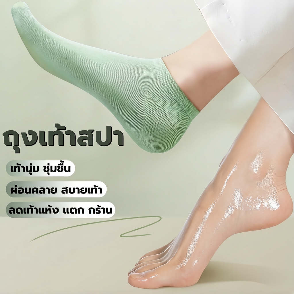 ถุงเท้าสปา ลดส้นเท้าแตก ฟื้นฟูเท้าแห้ง หยาบกร้าน
