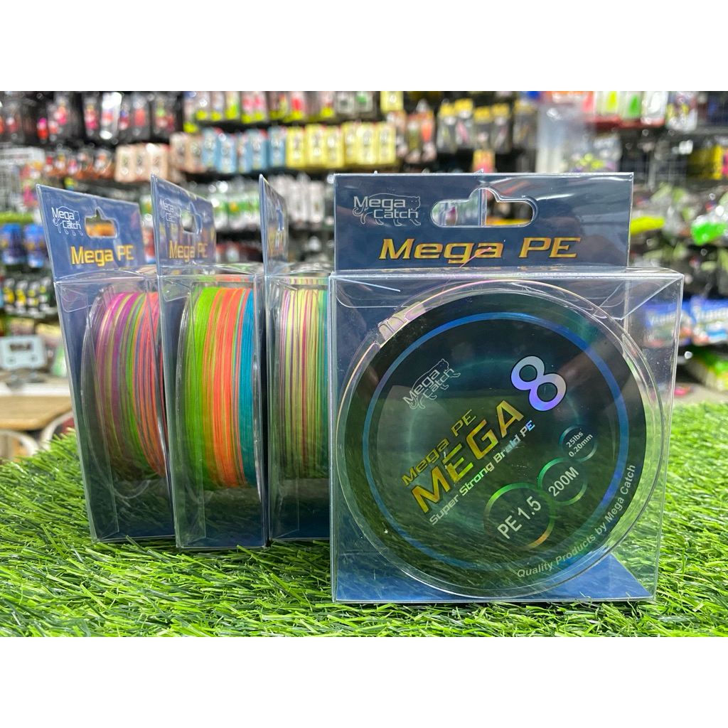 สาย PE ถัก 8 Mega Catch รุ่น MEGA 8 Super strong Braid PE เหนียว นุ่ม ลื่น (ความยาว 200 M)