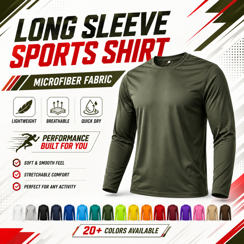 เสื้อยืดแขนยาว ผ้าไมโคร เสื้อกีฬา Free Size ใส่ออกกำลังกาย