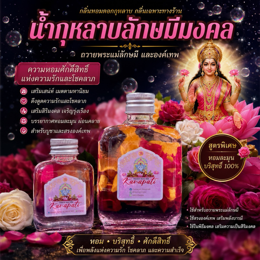 🌹น้ำกุหลาบลักษมีมงคล ถวายแด่พระแม่ลักษมี มหาเทวี พระแม่ตรีศักติ พระแม่อุมาเทวี
