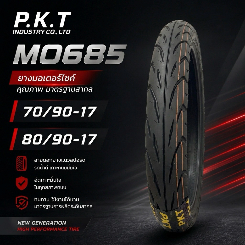 PKT MO685 Battlax ยางนอกมอเตอร์ไซค์ ขอบ17 ยางผลิตปี2026 สำหรับ Honda Wave ทุกรุ่น