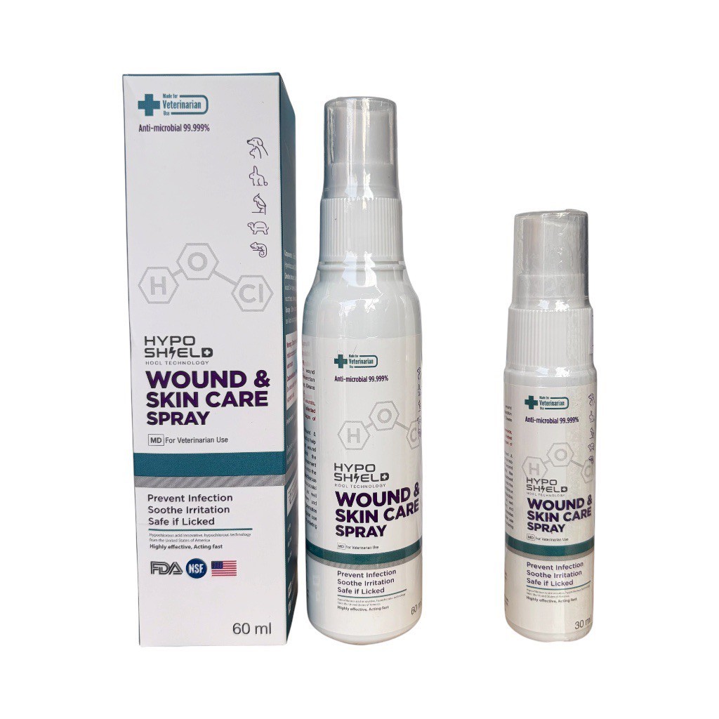 HypoShield Wound & Skin Care Spray ขนาด 30 ml. และ 60 ml. สเปรย์รักษาบาดแผลและป้องกัน แผลติดเชื้อ สำหรับสัตว์เลี้ยง