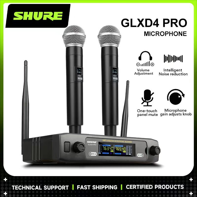 SHURE GLXD4 PRO ไมโครโฟนคู่ไร้สายเสียงดี wireless microphone UHF ไมค์ลอยคู่ SM58S ไมโครโฟนน้ำหนักเบารับสัญญาณระยะไกล