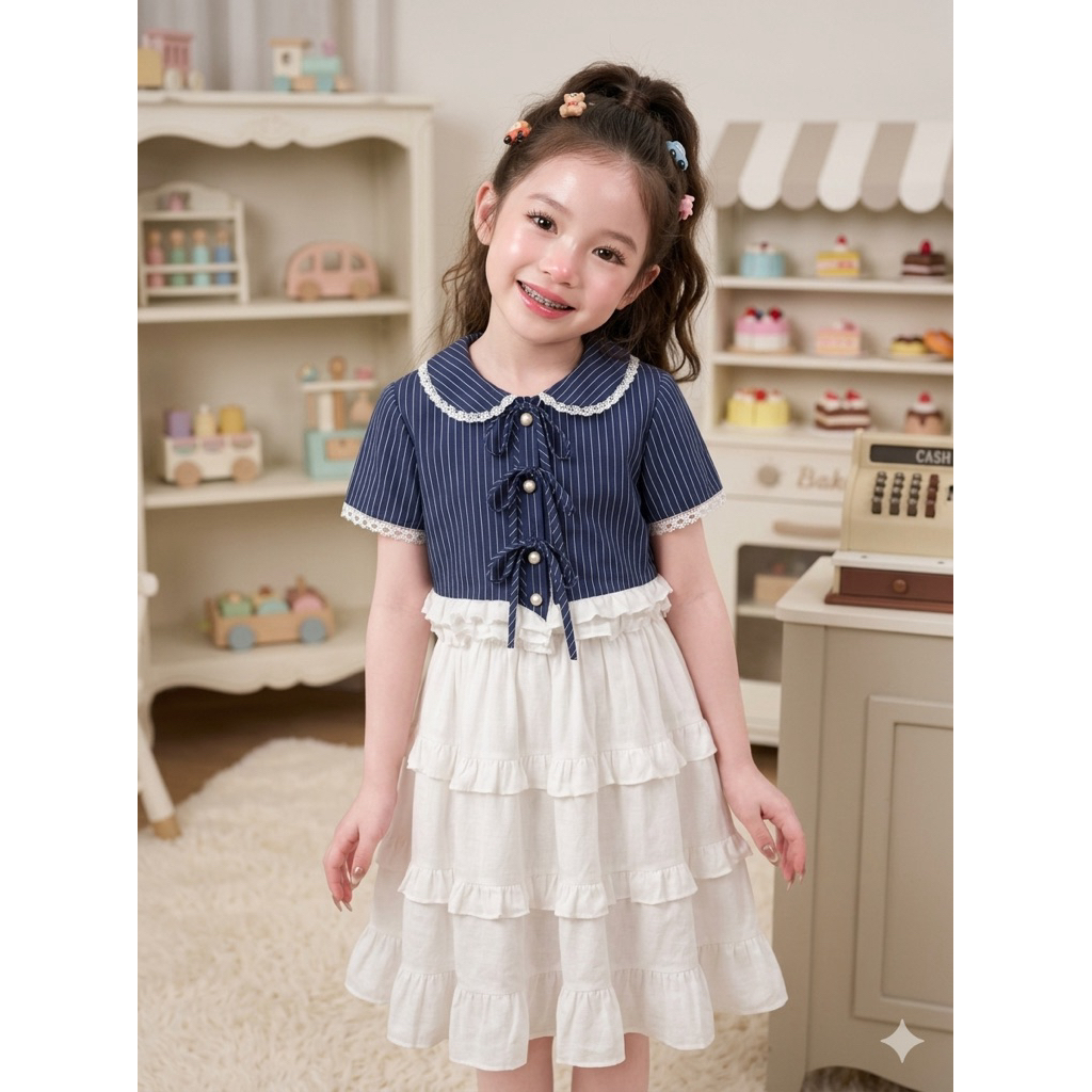 เชตเดรสยาวคอบัวทรงลูกคุณหนูน่ารักมาก🪁งานจริงรูปสุดท้าย