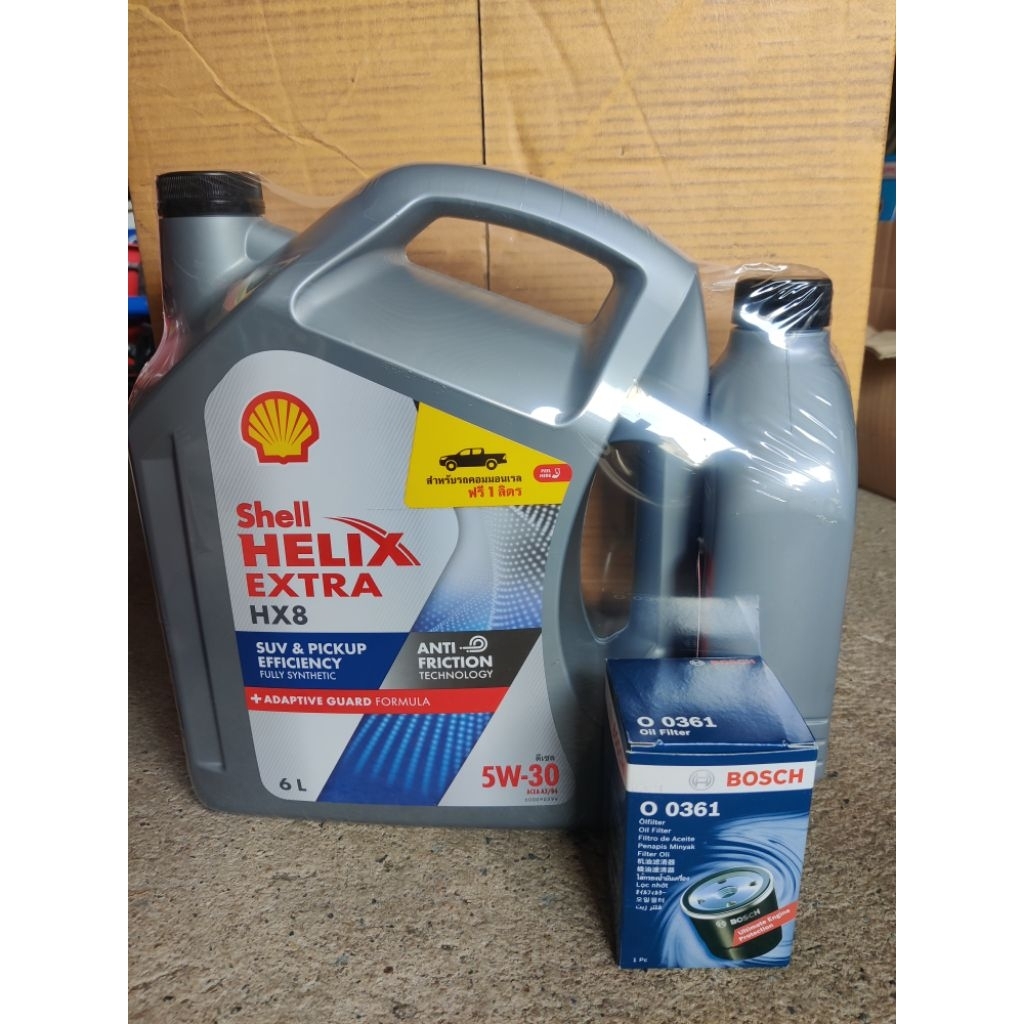 ชุดเปลี่ยนถ่ายน้ำมันเครื่อง Shell Helix Extra HX8 5W-30 Fully Synthetic สำหรับรถยนต์ isuzu d-max 1.9