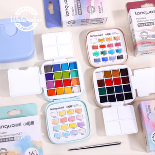ชุดพาเลทสีน้ําขนาดเล็กสร้างสรรค์ 16 Solid Pigment สีพร้อมแปรงอุปกรณ์ศิลปะแบบพกพา Art นักเรียนวาด