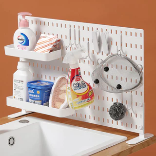 ที่จัดระเบียบแบบ Pegboard สำหรับโต๊ะและผนัง สีขาว/ดำ ของตกแต่งบ้าน พร้อมชุดอุปกรณ์เสริม Pegboard อเนกประสงค์ DIY